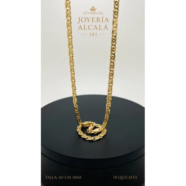 Cadena ojo de tigre de oro 18k 60 cm
